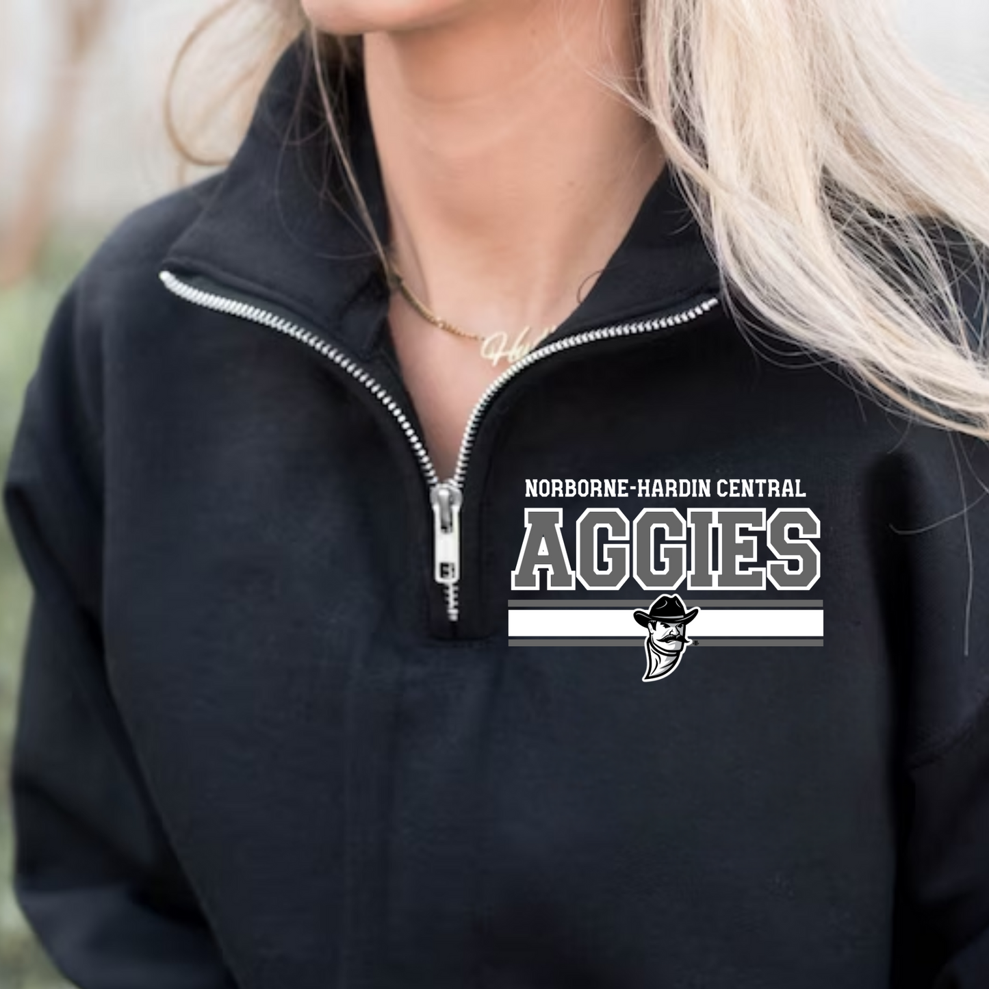 Black Quarter Zip- Aggies