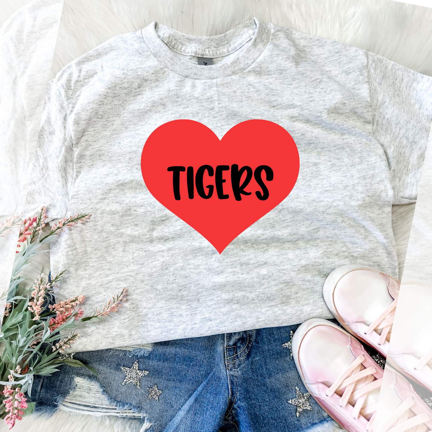 Sublimation Heart Tigers Red