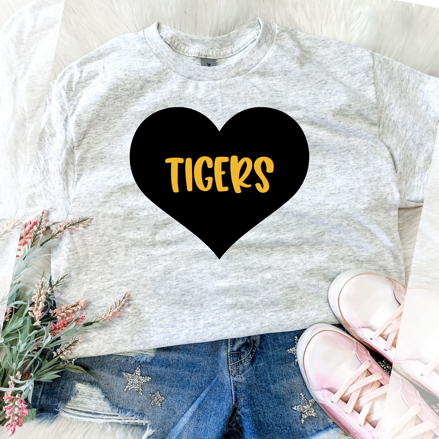 Sublimation Heart Tigers Black/Gold